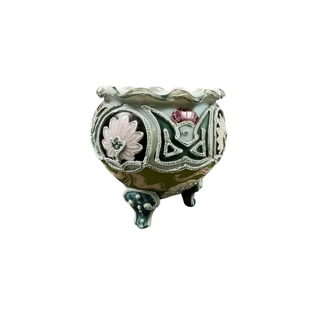 Vintage Moriage Hand Painted Vase 3 Legs No Marks - NIPPON??